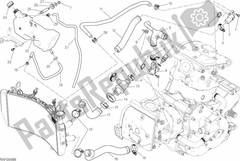 Alle onderdelen voor de Koelsysteem van de Ducati Monster 821 Dark Thailand 2015